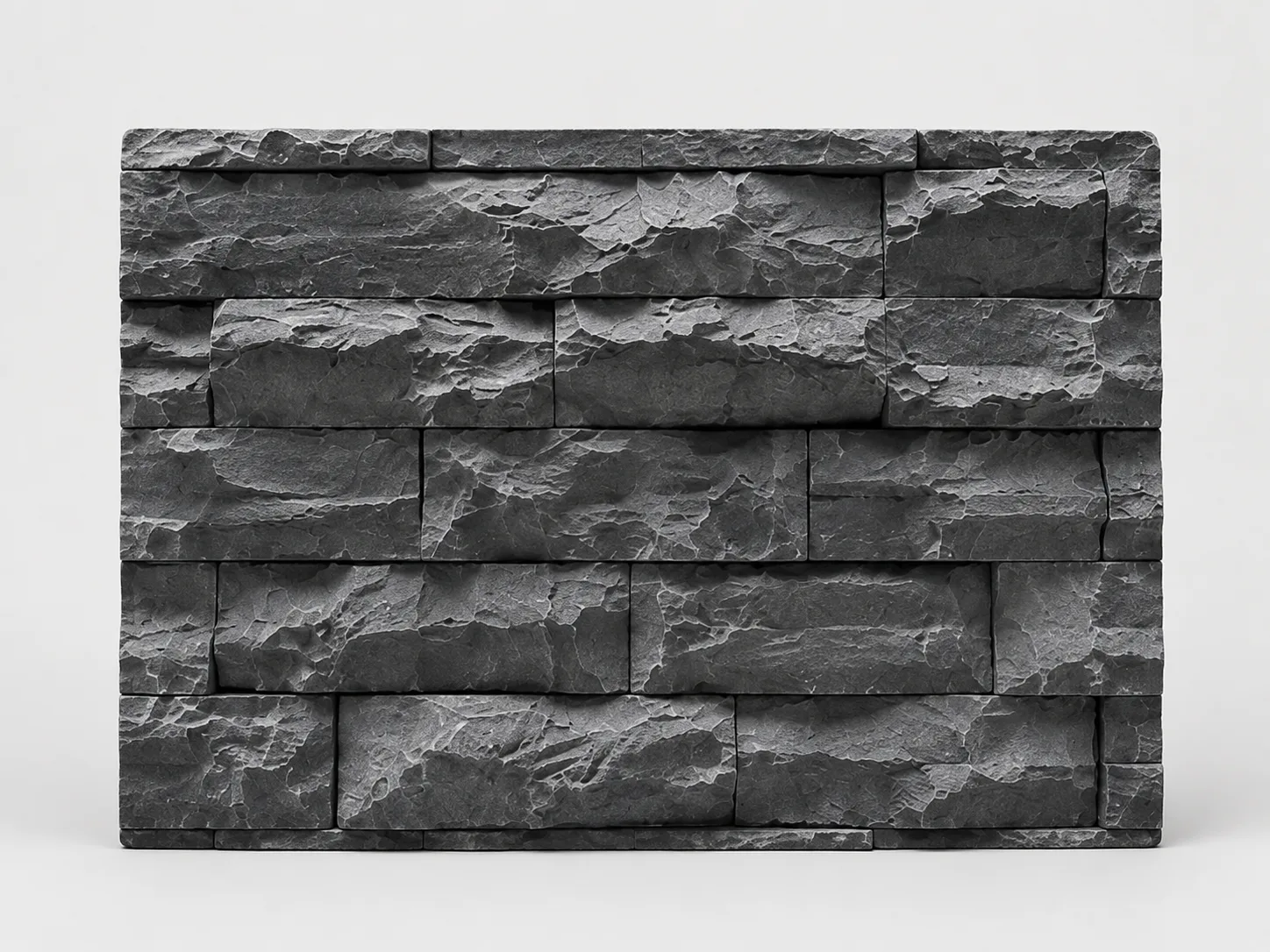 Strip of sawn and chipped “Shungite” for the plinth or facade